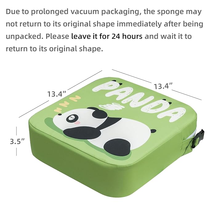 Eiury Toddler Booster Seat for Dining Table, Portable Kids Booster Seat with Safety Buckles Portable Increasing Booster Cushion with Non-Slip Bottom (Green Panda)