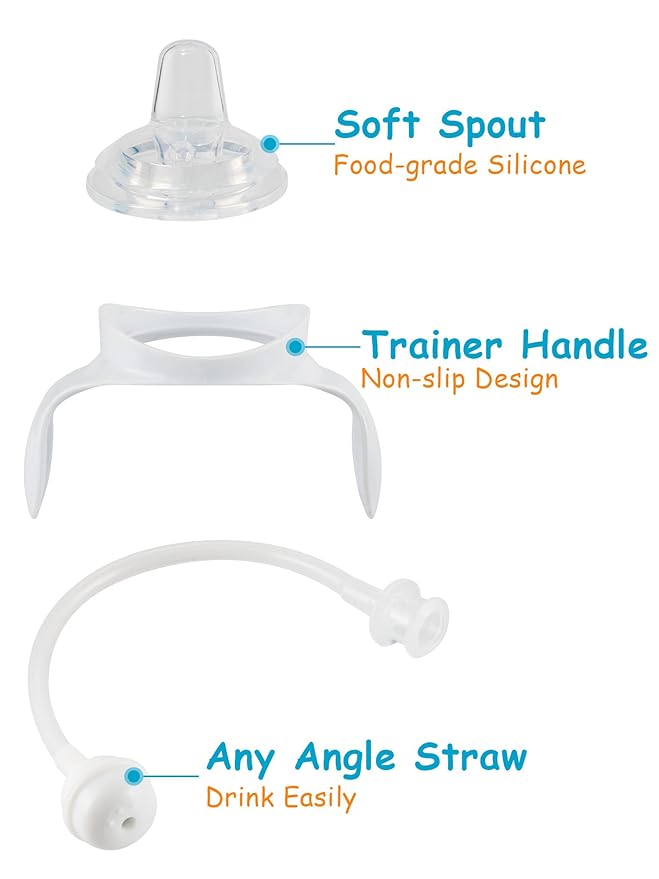 Sippy Cup Soft Conversion Kit for Philips Avent Anti-Colic Baby Bottle, Toddler Transition Kit with Silicone Sippy Spout Nipple, Weighted Straw, Bottle Handle, Cleaning Brush, 3-Pack