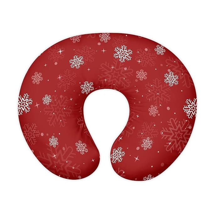 Snowflake Stripes Red Breastfeeding Pillow Slipcover for Baby Breastfeeding Slipcover Infant Newborn Nursery Bottle Pillowcase Easy to Clean Xmas Decor