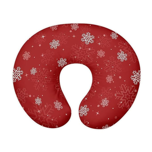 Snowflake Stripes Red Breastfeeding Pillow Slipcover for Baby Breastfeeding Slipcover Infant Newborn Nursery Bottle Pillowcase Easy to Clean Xmas Decor