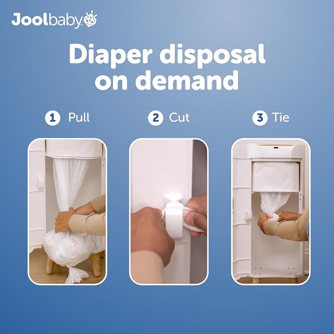Jool Baby SMARTWAVE Diaper Pail Refill Liners (4-Pack) – Continuous Liner System - Unscented, Lasts Up to 1980 Diapers