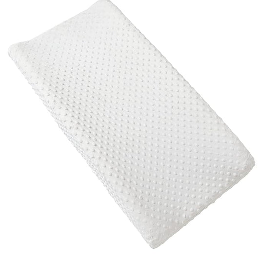 Solid Changing Table Pad Cover Cradle Sheet, Fits 32"/34''x16" Contoured Diaper Changing Pad, Ultra Soft Cozy Minky Dots Plush Changing Table Covers, Breathable Wipeable Removable (White)