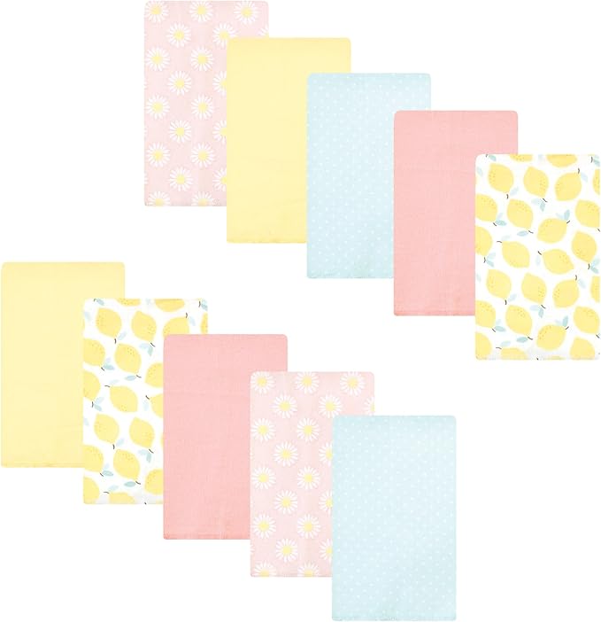 Luvable Friends Hudson Baby Flannel Burp Cloths 10pk, Yellow Daisy