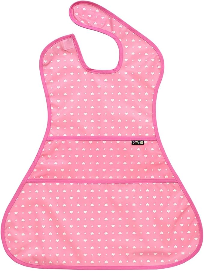 Plie Full Coverage Waterproof Feeding Bib for Toddlers – Extra Long Apron Bib for Mealtime, Self-Feeding, High Chairn