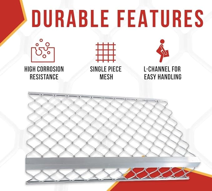 Mytee Products 10 Pack 48"x30" (Drop) Aluminum Mesh Brick Guard Corner Protector - L Shape Mesh Edge Guard Corrosion Resistant