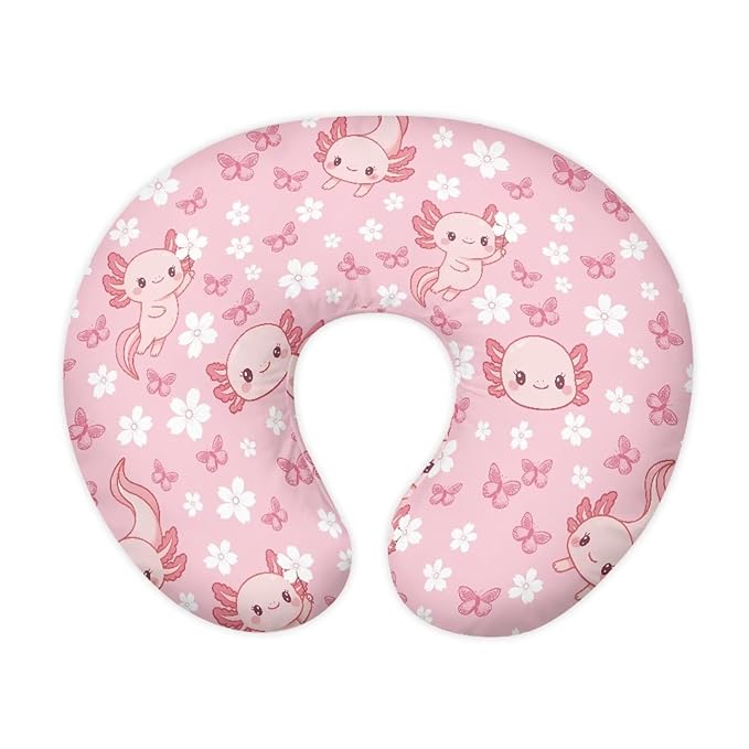 Nursing Pillow Cover Girl Pink Axolotl Breast Feeding Pillow for Women, Machine Washable Super Soft Breathable Baby Shower Pillow Covers