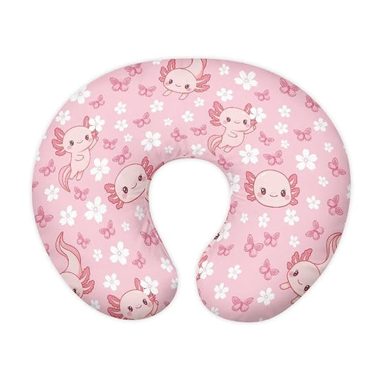 Nursing Pillow Cover Girl Pink Axolotl Breast Feeding Pillow for Women, Machine Washable Super Soft Breathable Baby Shower Pillow Covers
