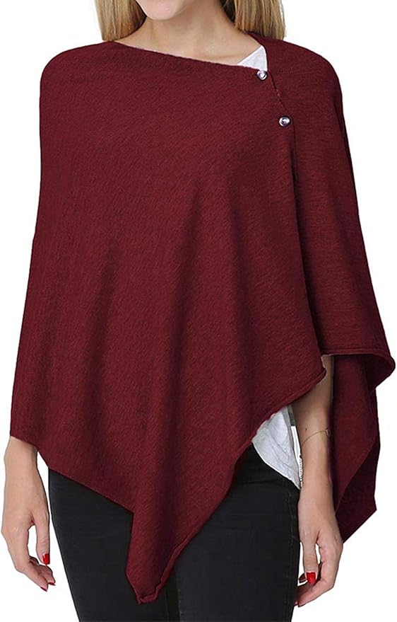 stylesilove Multi-Use Knit Nursing Shawl Poncho Adjustable Buttons for Breastfeeding Protection Nursing Cover Infinity Scarf