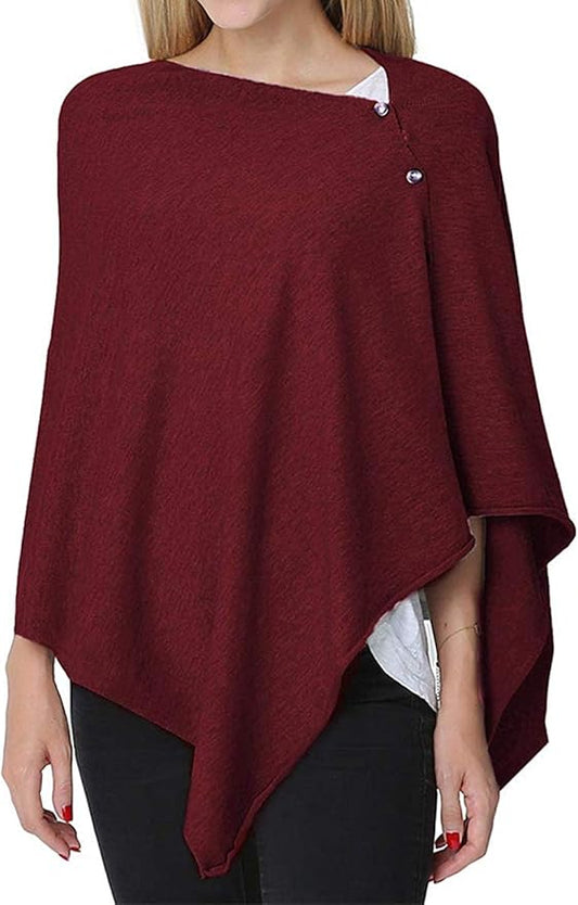 stylesilove Multi-Use Knit Nursing Shawl Poncho Adjustable Buttons for Breastfeeding Protection Nursing Cover Infinity Scarf