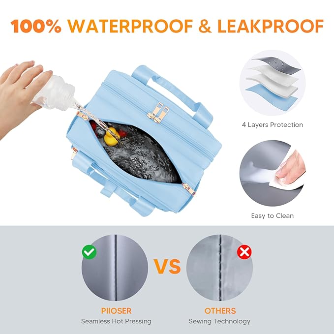 PIIOSER Breastmilk Cooler Travel Bag with Ice Pack, Compatible with Wearable Breast Pumps & Accessories - Portable Hands Free Breast Pump Carrying Case for Nursing & Working Moms, Blue