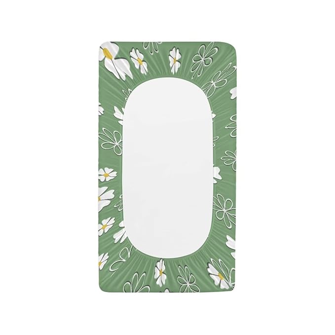 Stretchy Diaper Changing Table Cover, Snug and Soft Change Table Pad Covers Fit 16 * 32 Inches, Daisy Green