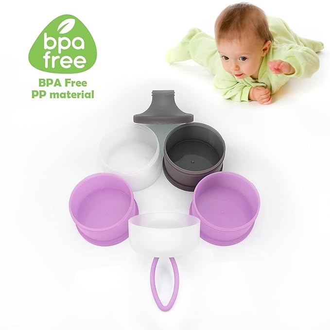 Baby Formula Dispenser, Formula Container, BPA Free, 4 Layers, Baby Feeding Travel Storage Container, Portable Milk Powder Dispenser Container, Non-Spill Stackable Baby Snack Storage Container