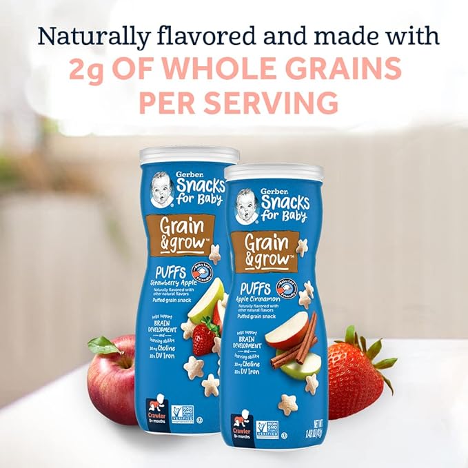 Gerber Puffs Banana & Strawberry Apple, 1.48 Ounce (Pack of 8)