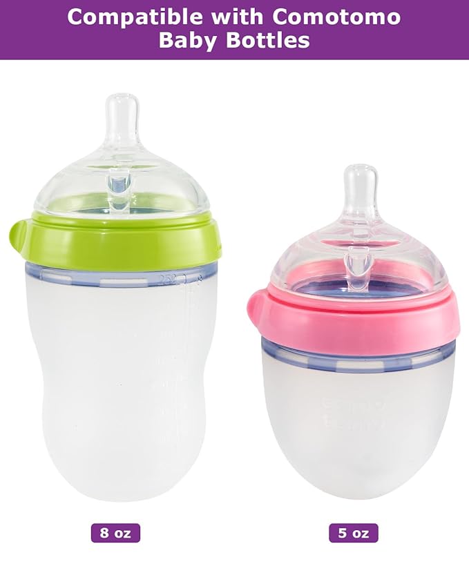 Sippy Spout Nipples for Comotomo Baby Bottles,100% Soft Silicone Sippy Cup Nipples,Variable Flow Conversion Nipple,6+ Months,4 Count