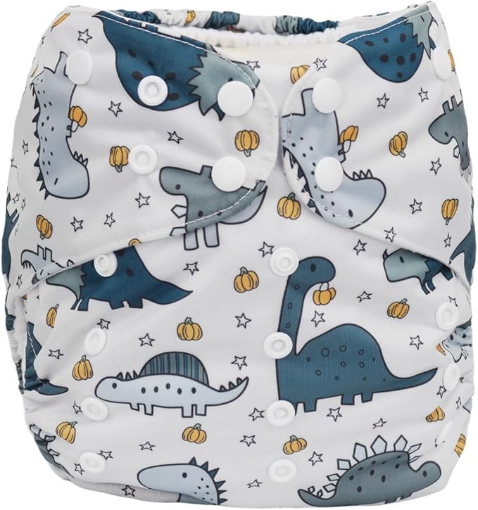 2 to 7 Years Old Cloth Diaper Nappy Pocket Reusable Washable Junior Big Baby Kids Toddler (Dinosaurs Pumpkins)