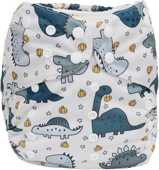 2 to 7 Years Old Cloth Diaper Nappy Pocket Reusable Washable Junior Big Baby Kids Toddler (Dinosaurs Pumpkins)