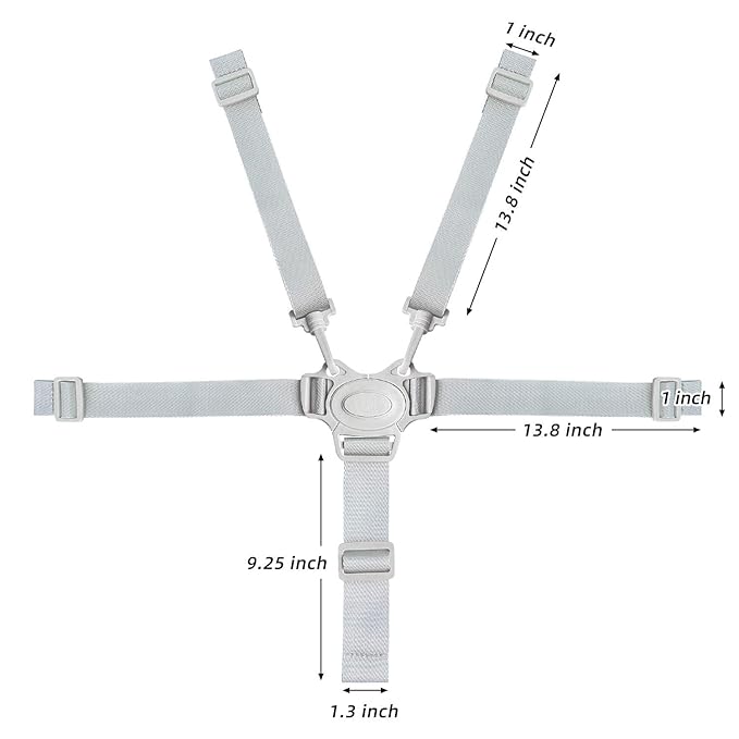 High Chair Straps, Adjustable Harness Baby Safety Strap Belt for Stroller Pushchair Pram Buggy High Chair Baby Harness Safety Harness Strap Belt (Grey)