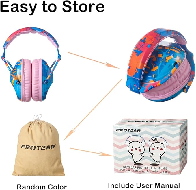 Kids Hearing Protection,25dB NRR Noise Reduction,Sound Proof for Kids,Toddler,Safety Earmuffs for Concert,Airplane,Autism,Monster Jam,Travel,School- Pink Paint