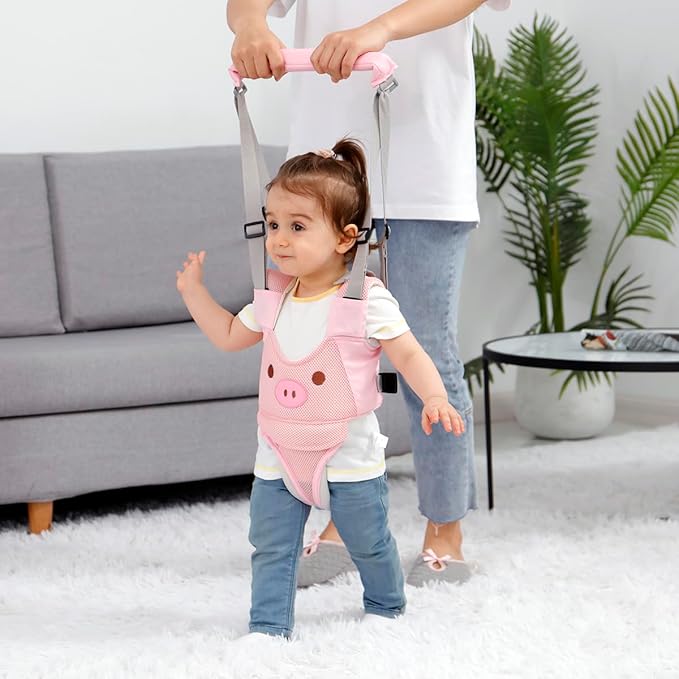 Baby Walking Harness, Handheld Kids Walker Helper, New Upgrade Breathable and Adjustable Toddler Infant Walker Harness Assistant Belt with Instructions for 7-24 Month (Pink Breathable)