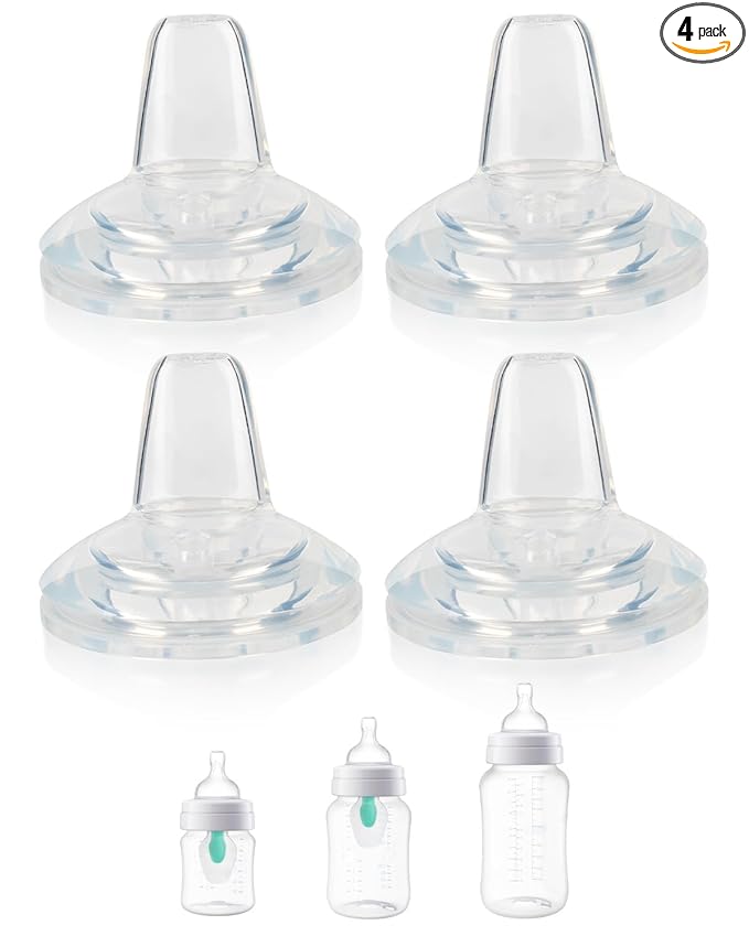 Sippy Cup Nipples for Philips Avent Anti-Colic Baby Bottles,Food Grade Silicone Sippy Spout，Variable Flow Soft Nipple，6m+,4-Count