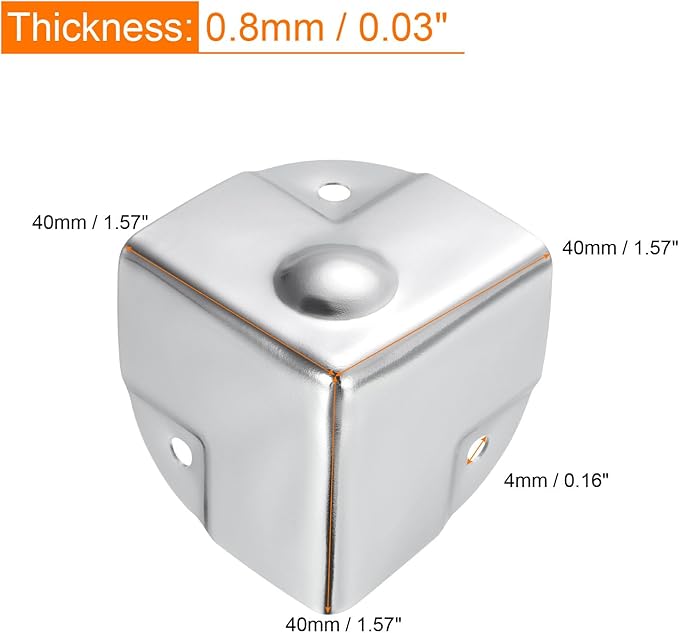 uxcell 40x40x40mm Metal Box Corner Protectors Box Edge Guard Chrome Plating Silver Tone 16pcs