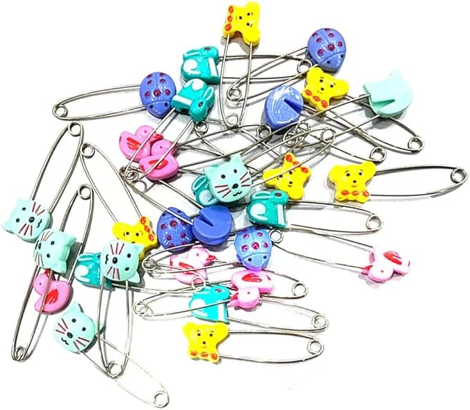 Cute Animal Fruit Baby Safety Pins Secure Clips for Fastening Baby Clothes Diaper Napkins Stainless Steel 5CM 30PCS (Animal)