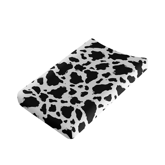 Cow Print Diaper Changing Pad Covers for Baby Boys Girl Super Soft Changing Mat Cover Infant Newborn Changing Table Sheet Fitted 32”x16” Changing Pad Covers