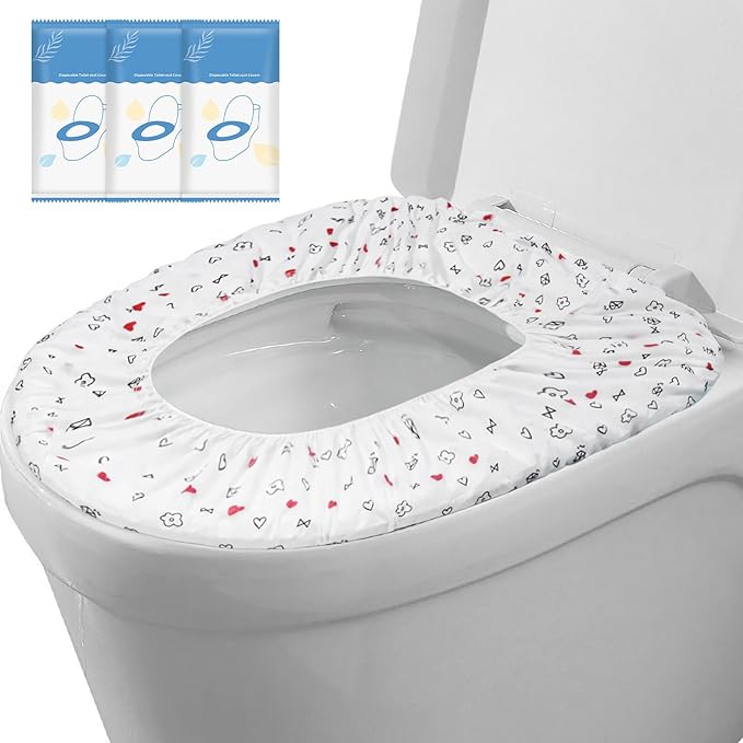 20 Pack Disposable Toilet Seat Cover Waterproof Non-Woven Fabric, Disposable Toilet Seat Covers for Travel, Disposable Seat Covers for Outing Hotel Hospital Public Toilet (Double Layer White)
