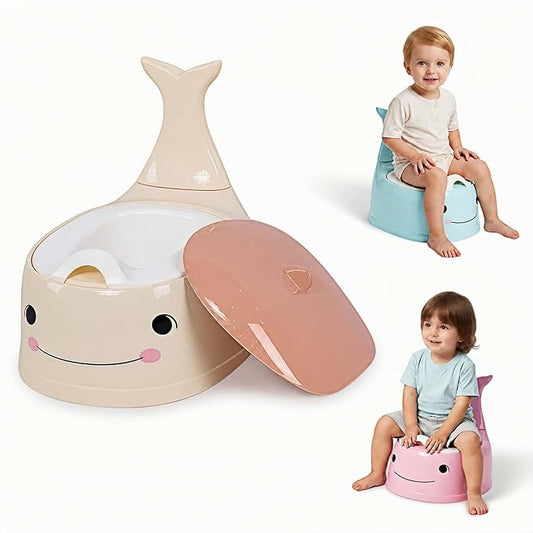 potty training toilet Potty Seat Baby Training Chair Boys Girls Toddler Whale Comfortable children 1-6 years old Baby toilet Animal seat with lid back potty trainer (Apricot color)