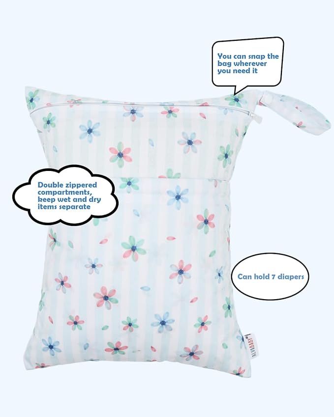 ALVABABY Cloth Diaper Covers 6pcs and 1 Wet Dry Bag, Washable Reusable Diaper Cover with Multi-Functional Bag, Cloth Diaper Shell for Prefold, Flat or Fitted Cloth Diaper Inserts 6NKZ08