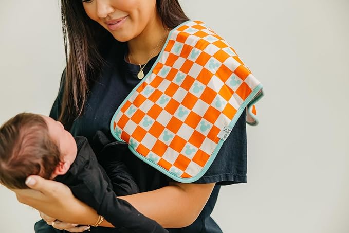 Baby Burp Cloths for Boys & Girls - Cotton Burp Cloths Baby Girl & Boy, 3 Pack Soft Spit Up Rags, Extra Absorbent Layers for Newborn, Infant Towels, 21x10 in - Mickey Mouse's Boo Bash Set