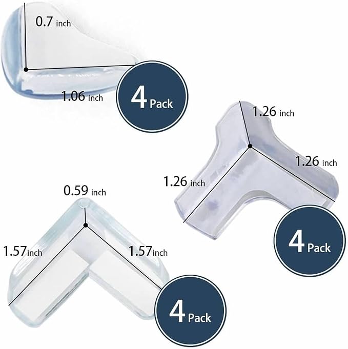 Corner Guards, 12 Pieces Corner Protectors for Furniture Against Sharp Corner Safety Table Guard Corner Protectors 3 Shapes Mixed Pack