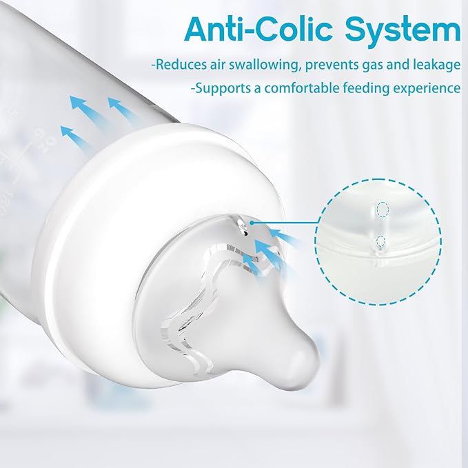 Silicone Nipples for Lansinoh Bottles, Replacement Nipple Anti-Colic for Baby 3m+, BPA Free, Medium Flow, Size M, 6 Count