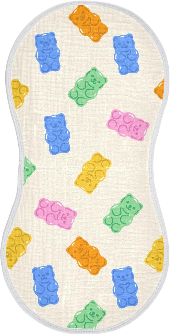 vvfelixl Baby Burp Cloths Colorful Gummy Bears Baby Newborn Cotton Burping Cloths Set Baby Washcloths 4 Pack