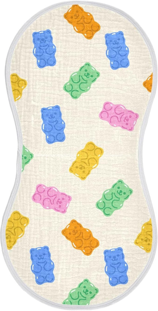 vvfelixl Muslin Burp Cloths Colorful Gummy Bears Baby Washcloths for Baby Girl Boys 2 Pack