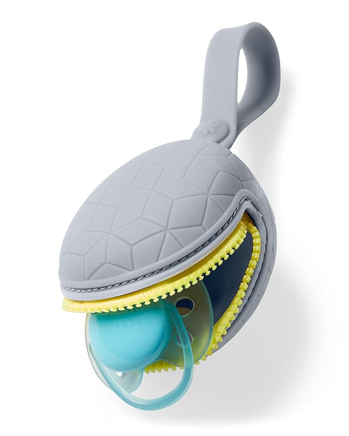Skip Hop On-The-Go Wipes Dispenser and Silicone Pacifier Holder Bundle, Grey