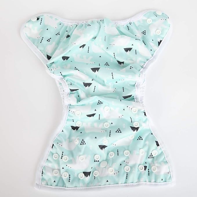 Baby Cloth Diaper Cover Nappy One Size 8lbs to 36lbs (Polar Bear)