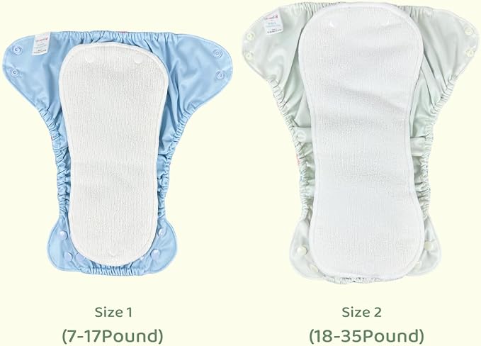 BISENKID 2 Pack Plastic Training Pants Plastic Underwear for Toddlers - Adjustable Outer Shell with 3 Pack Absorbent Diaper Liners to Prevent Urine Blowouts for Baby Girl, Size 2 (18-35Pound)