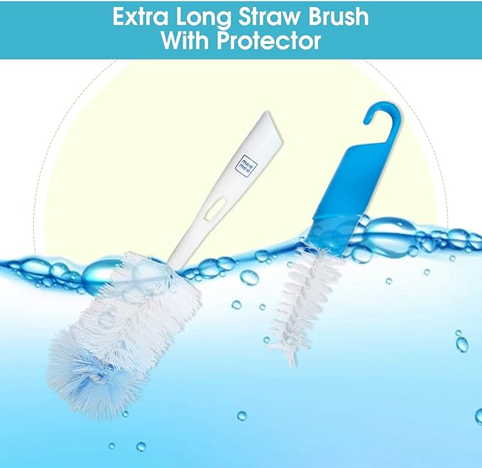 Mee Mee 360° Movable Silicone Bristle Baby Feeding Bottle Cleaning Brush & Nipple Cleaner Combo | Ergonomic Handle | Easy to Clean Bottle Corners for Narrow Neck & Wide Neck Feeding Bottles | BPA