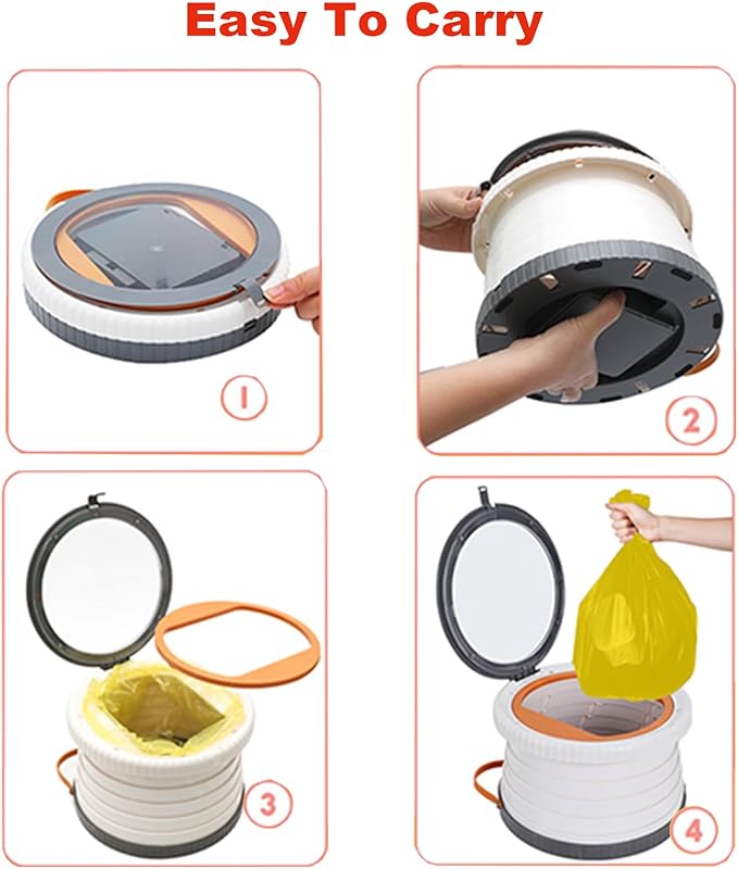 Portable, Foldable Potty seat for Toddler, Training Toilet Seat Emergency Toilet The Bottom Has the Function of Storing Garbage Bags for Car, Camping (Grey)