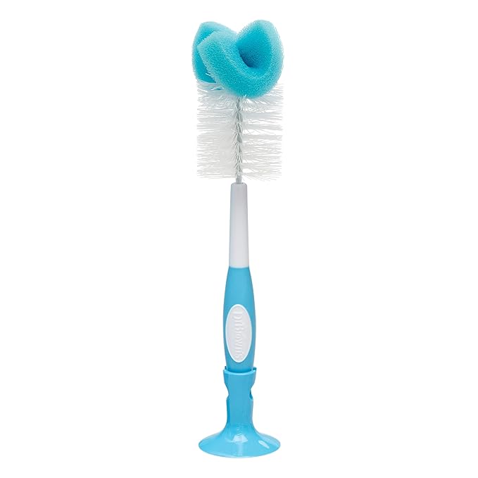 Dr. Brown's Natural Flow Anti-Colic Options+ Narrow Breast to Bottle Pump & Store Feeding Set with S & Reusable Sponge Baby Bottle Cleaning Brush with Suction Cup Stand