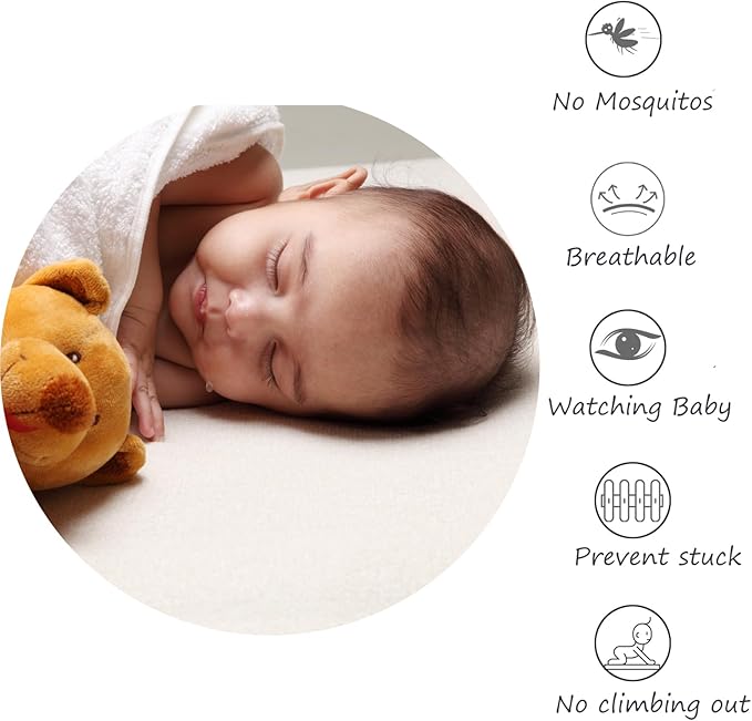 Crib Tent Crib Net, Pop-up Baby Tent Breathable Mesh Toddler Bed Canopy Covers with Self-Locking Zippers, Prevent Babies Climbing Out, Falling and Mosquito Bites