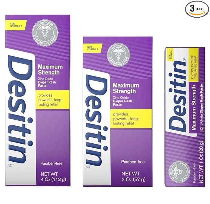 DESITIN Maximum Strength Original Diaper Rash Paste 3-Piece Variety Sizes 4 oz, 2 oz, 1 oz Bundle Pack