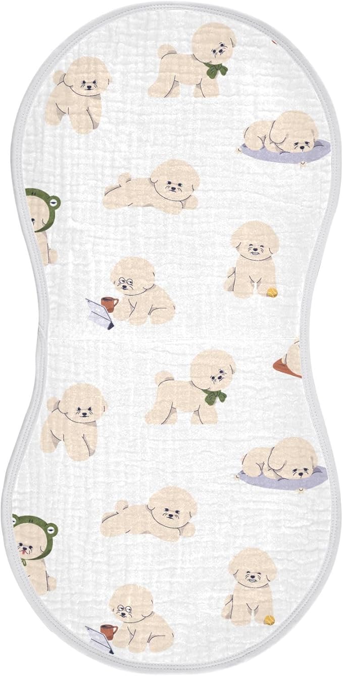 vvfelixl Baby Burp Cloths Bichon Frise Dog Baby Newborn Cotton Burping Cloths Set Baby Washcloths 4 Pack