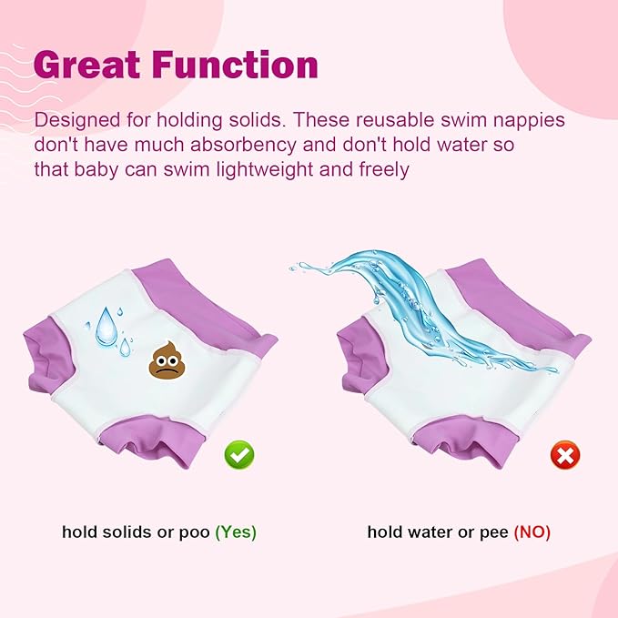 MooMoo Baby Swim Diapers 3 Pcs Waterproof Reusable Swimming Diapers for Baby Swim Lesson 2T-5T, Blue