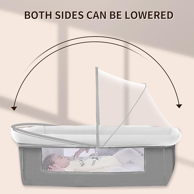 DUOMI Bassinet Cover for Cats with Two-Way Zipper,Portable Bassinet Mosquito Net Cover,Mosquito Net to Keep Pets Out(White)