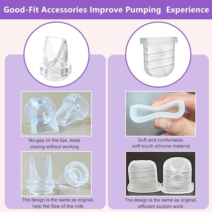24mm Full S32 Breast Pump Set with 24mm Flange for NCVI NICEGREEN Nuliie Zooawa Sunnaltree Wearable Breast Pump, Duckbill Valve Diaphragm Flange Collector Replacement Parts for S32 Breast Pump