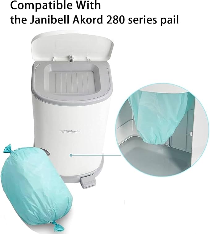 Adult Diaper Liner Refills, Compatible with Janibell Akord 280 Slim Model Pail, Odor-Seal Technology, Adult Diaper System, A Single Liner Pack Will Last Holds Up to 550 Diapers/Briefs, 8-Pack