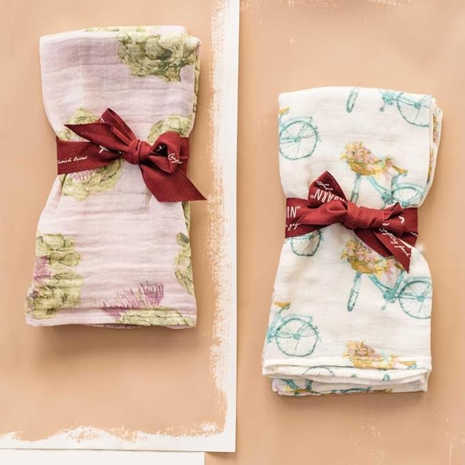 Milkbarn Baby Muslin Burp Cloths for Boys & Girls - Extra Large Washcloths 23" x 23", Pack of 2 - Soft & Absorbent 100% GOTS-Certified Organic Cotton - Burping Cloths for Babies (Homestead)