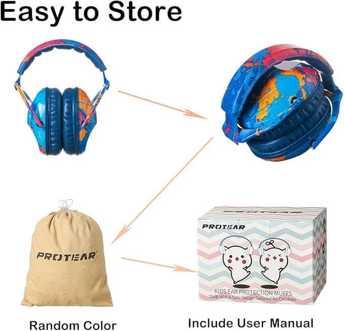 Kids Hearing Protection,25dB NRR Noise Reduction,Sound Proof for Kids,Toddler,Safety Earmuffs for Concert,Airplane,Autism,Monster Jam,Travel,School- Blue Paint
